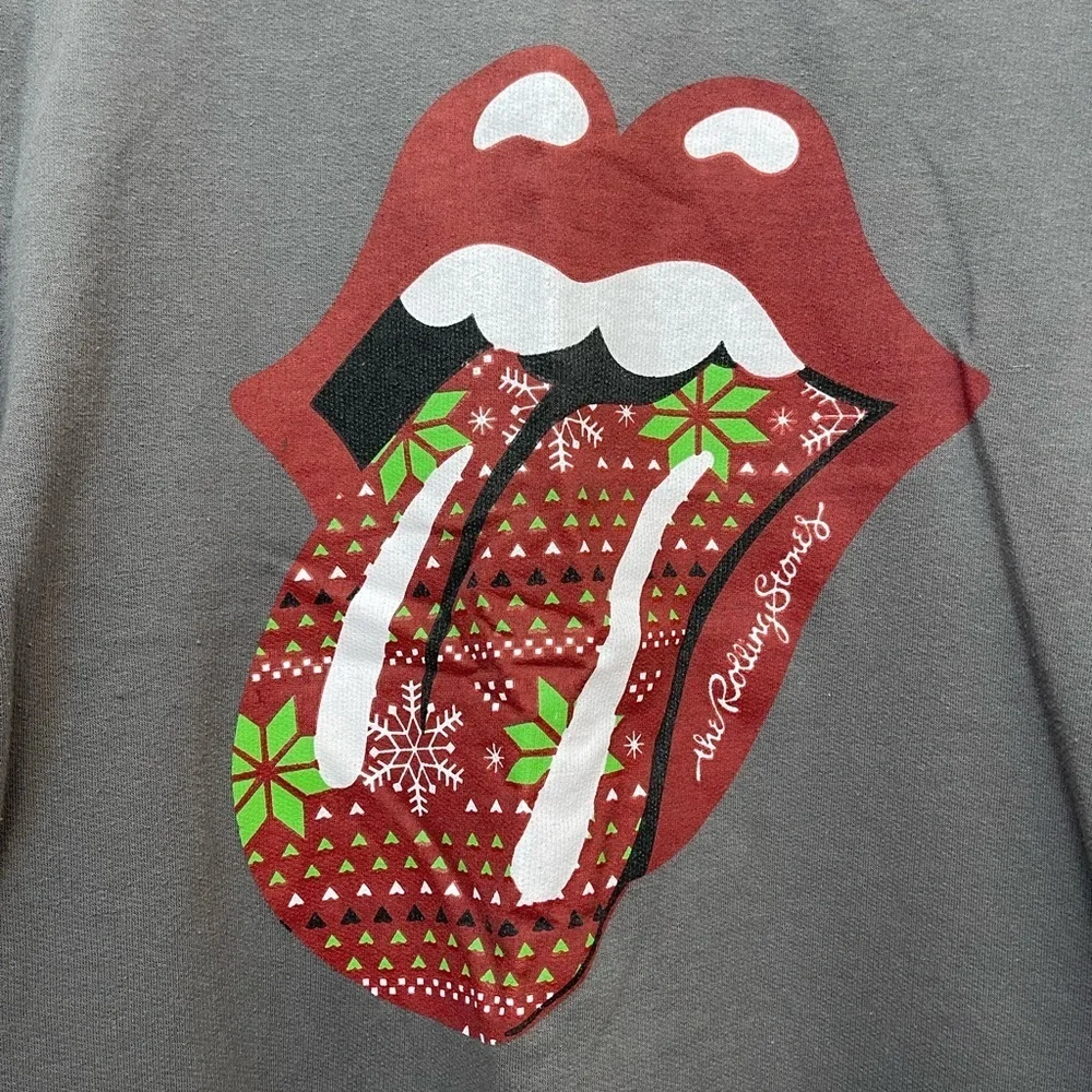 Rolling Stones Christmas Theme Crewneck Classic Rock Sweatshirt Gray Womens Xl - Picture 2 of 7